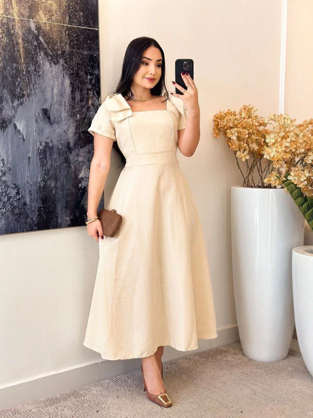 3098 - Vestido linhão | detalhes laço na alça