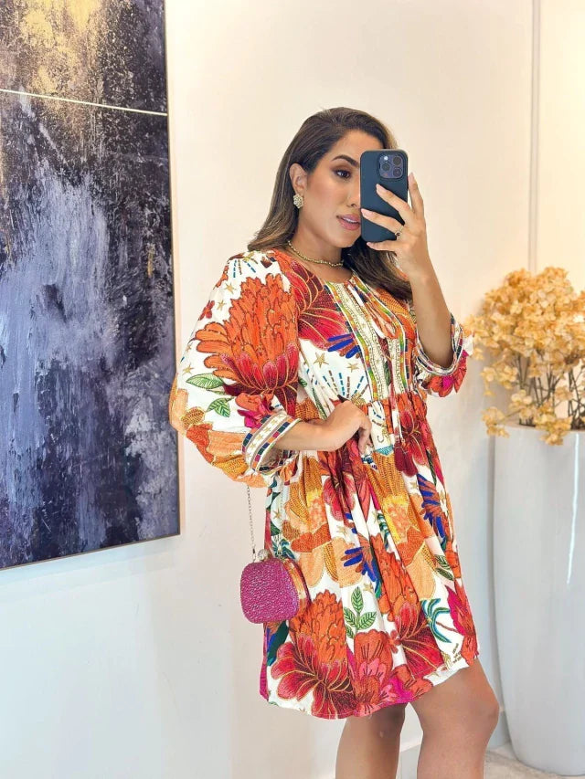 2282 - Vestido inspiração Farm | detalhe em amarração