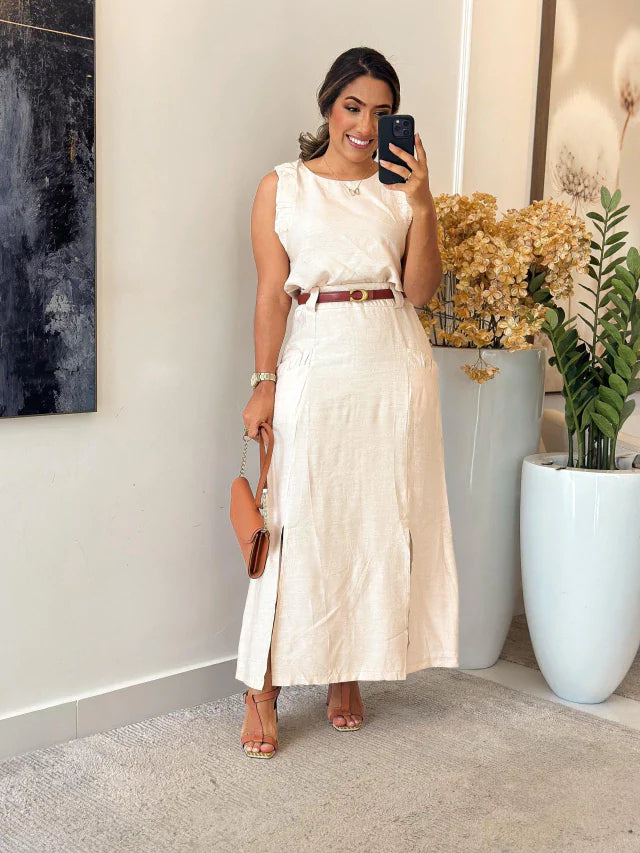 2216 - Conjunto de saia | linho marrant