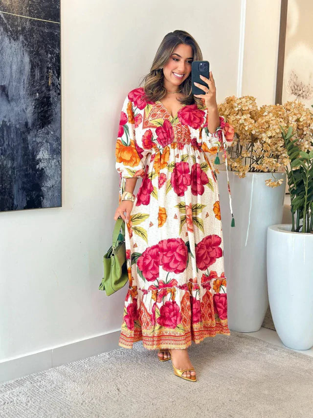 2283 - Vestido inspiração Farm | Manga morcego