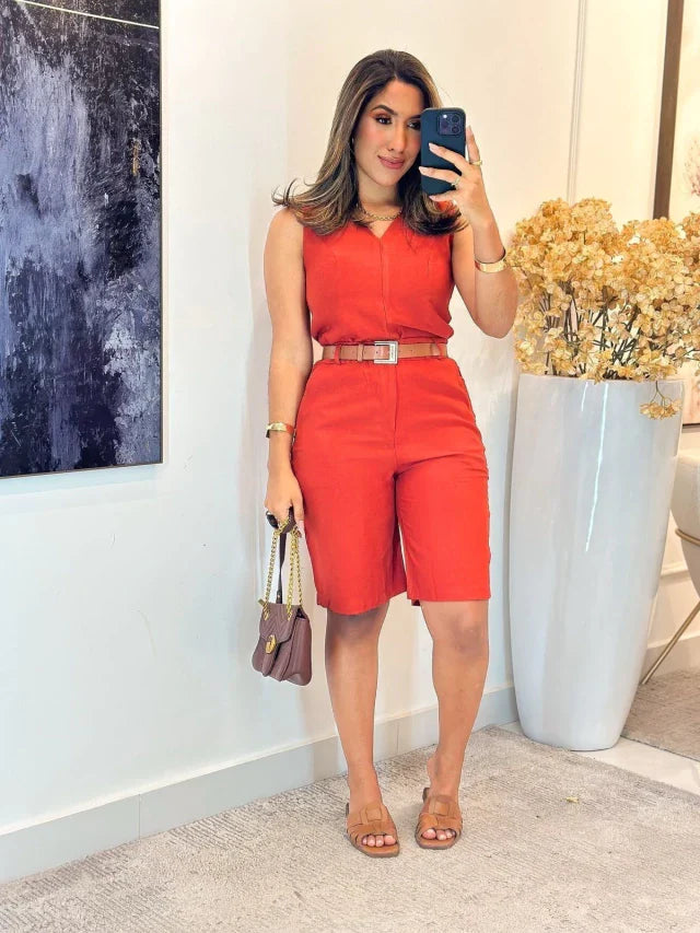 1188 - Conjunto linho | com cinto