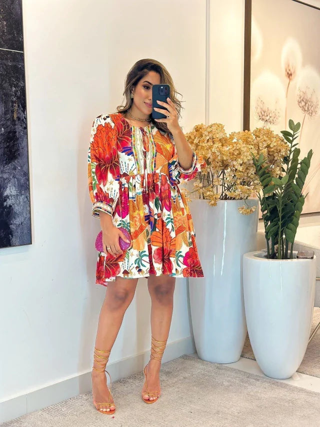 2282 - Vestido inspiração Farm | detalhe em amarração