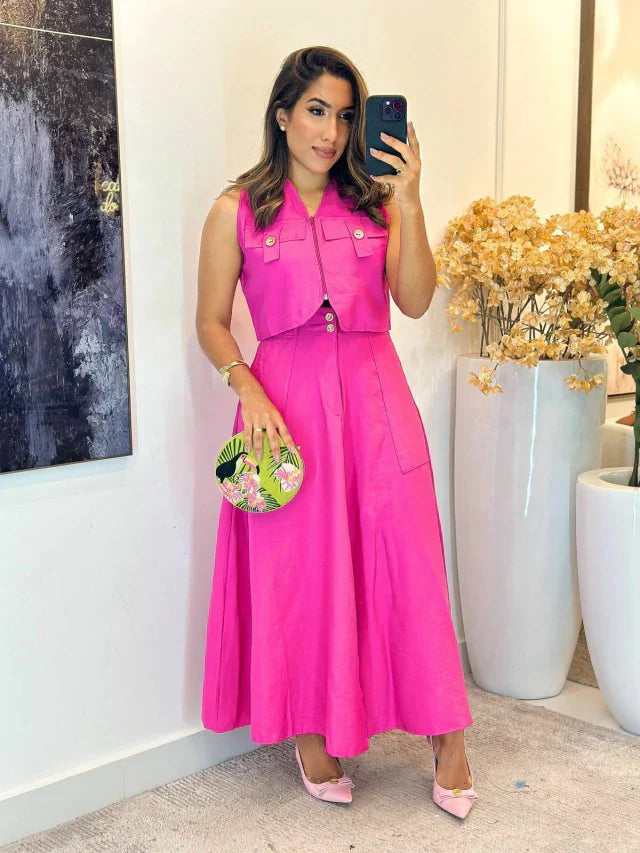 004 - Conjunto linho | com cropped