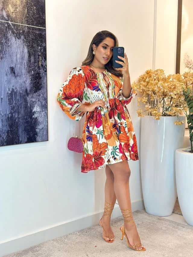 2282 - Vestido inspiração Farm | detalhe em amarração