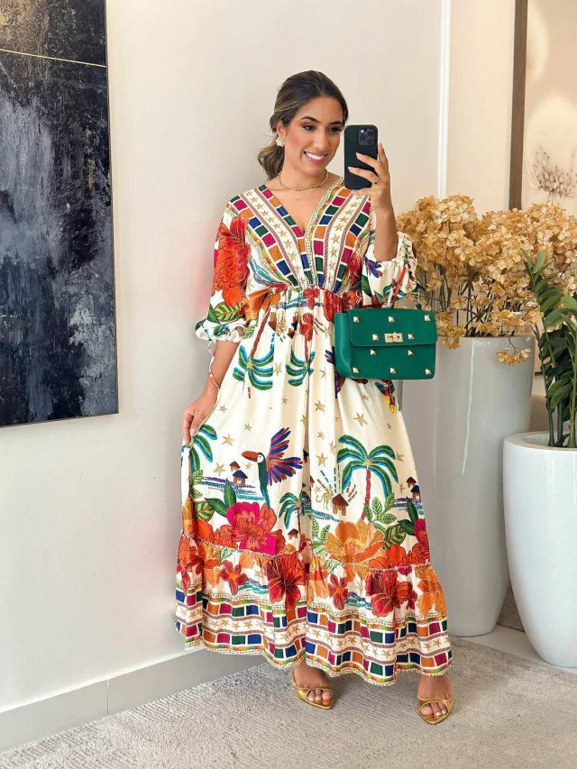 2283 - Vestido inspiração Farm | Manga morcego