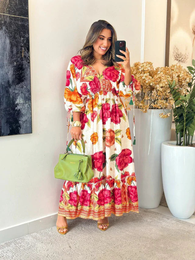 2283 - Vestido inspiração Farm | Manga morcego