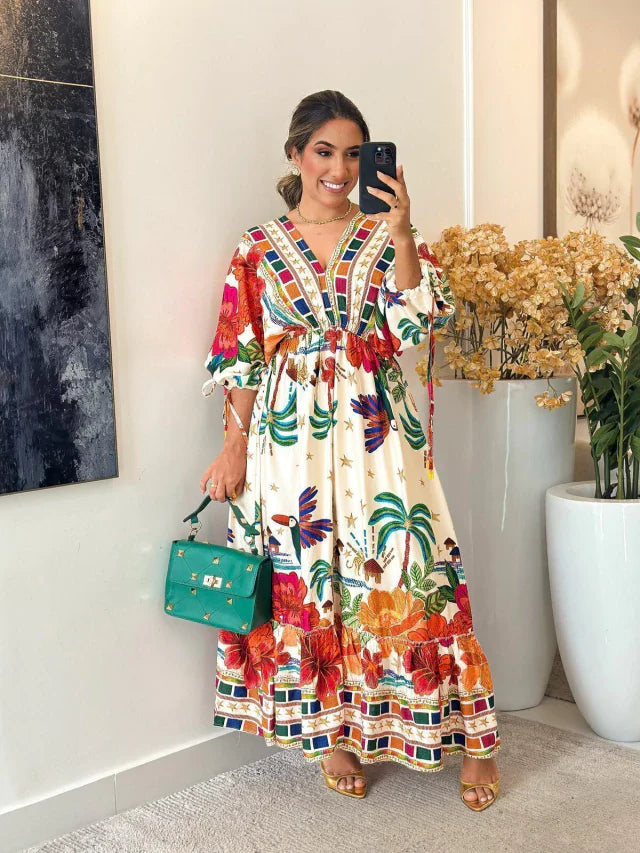 2283 - Vestido inspiração Farm | Manga morcego