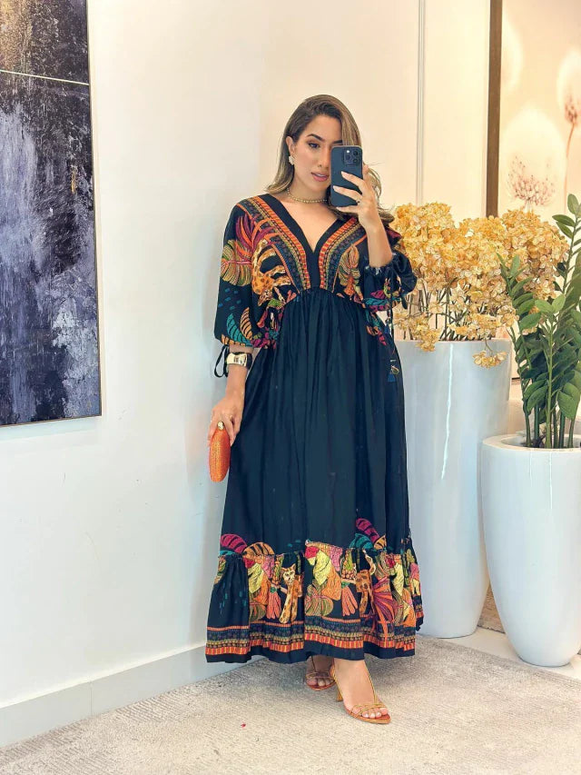 2283 - Vestido inspiração Farm | Manga morcego