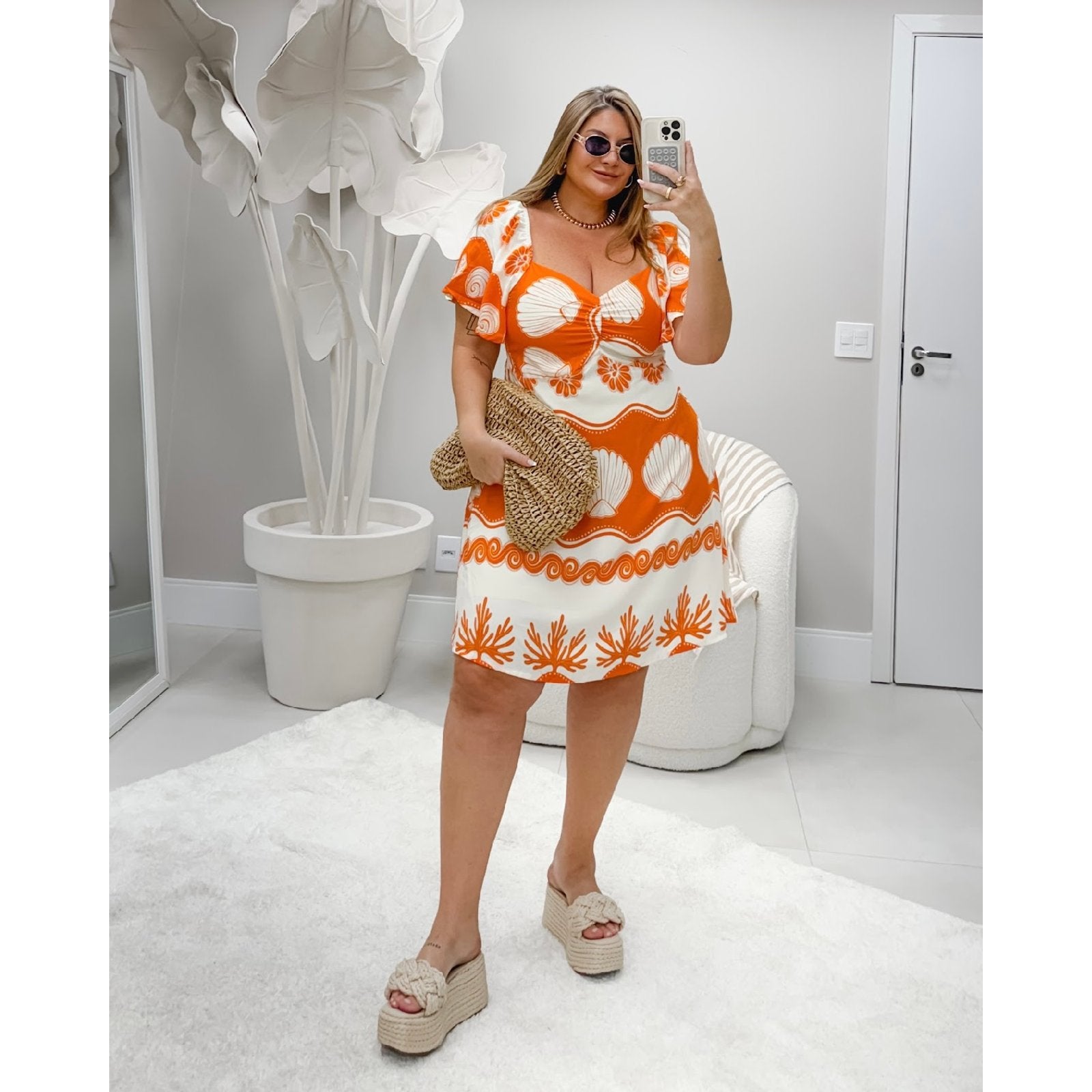 Vestido Conchas Exclusivo Laranja