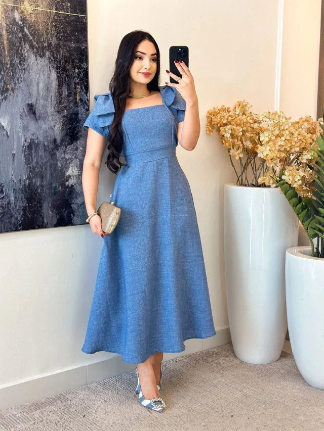 3098 - Vestido linhão | detalhes laço na alça