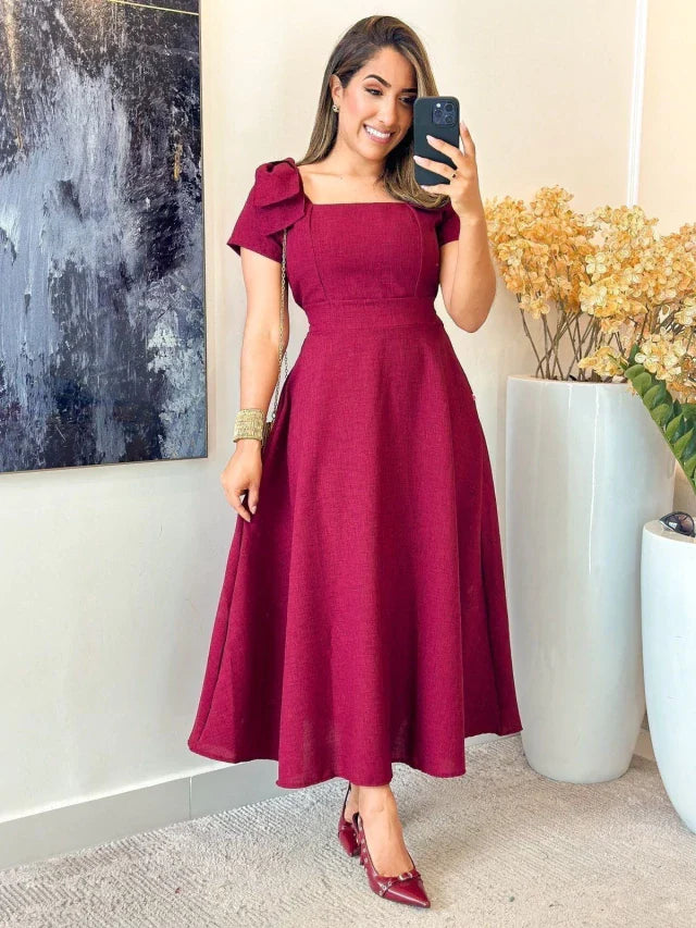 3098 - Vestido linhão | detalhes laço na alça