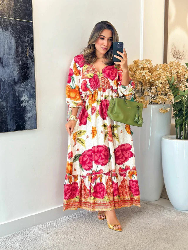 2283 - Vestido inspiração Farm | Manga morcego