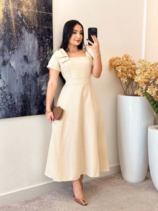 3098 - Vestido linhão | detalhes laço na alça