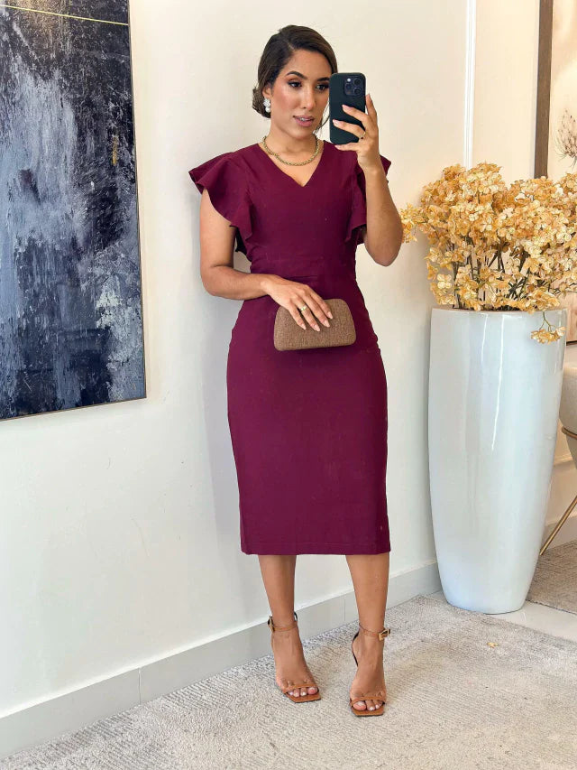 1192 - Vestido linho | babado no busto