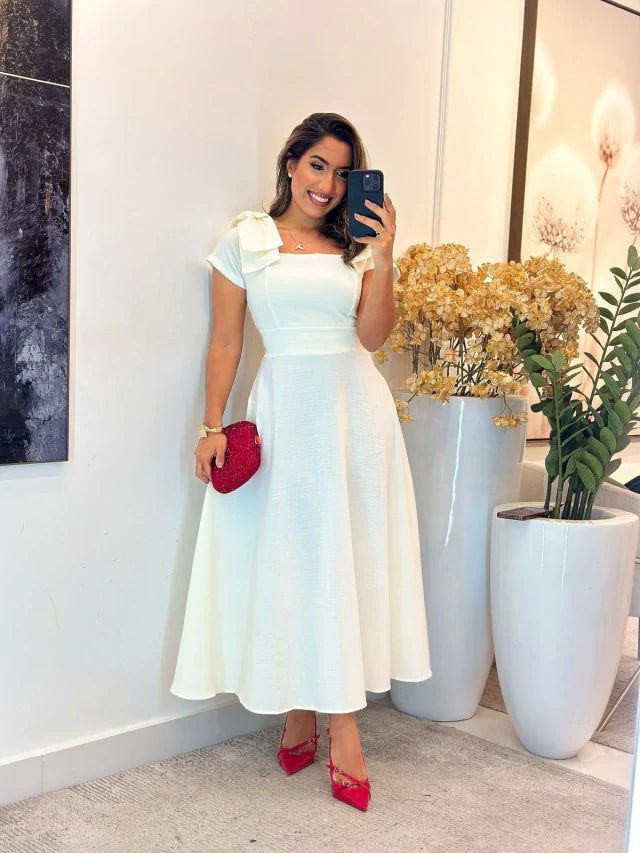 3098 - Vestido linhão | detalhes laço na alça