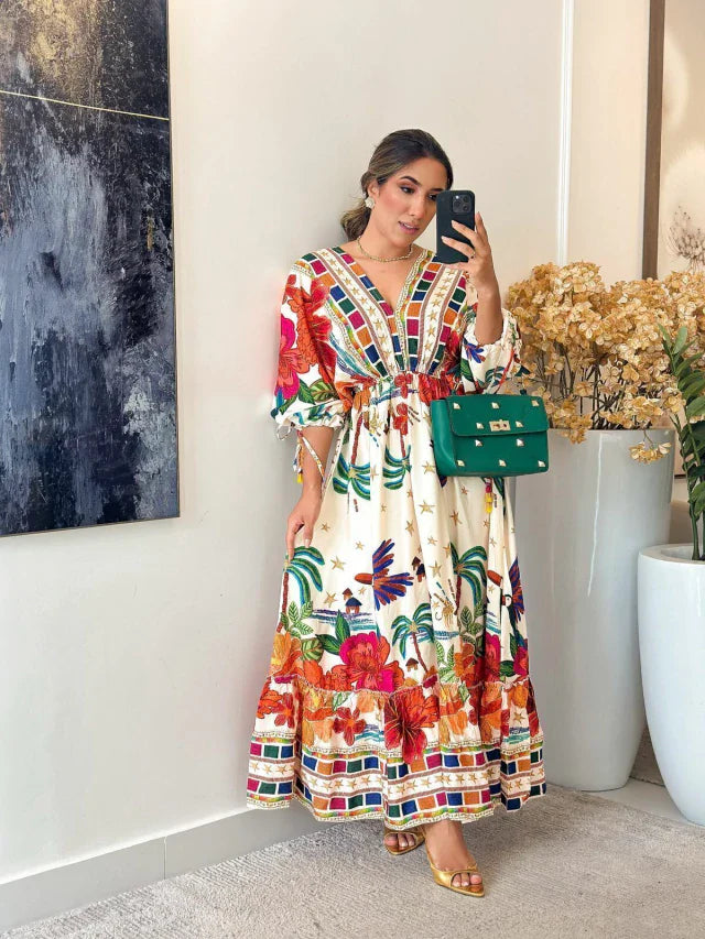 2283 - Vestido inspiração Farm | Manga morcego