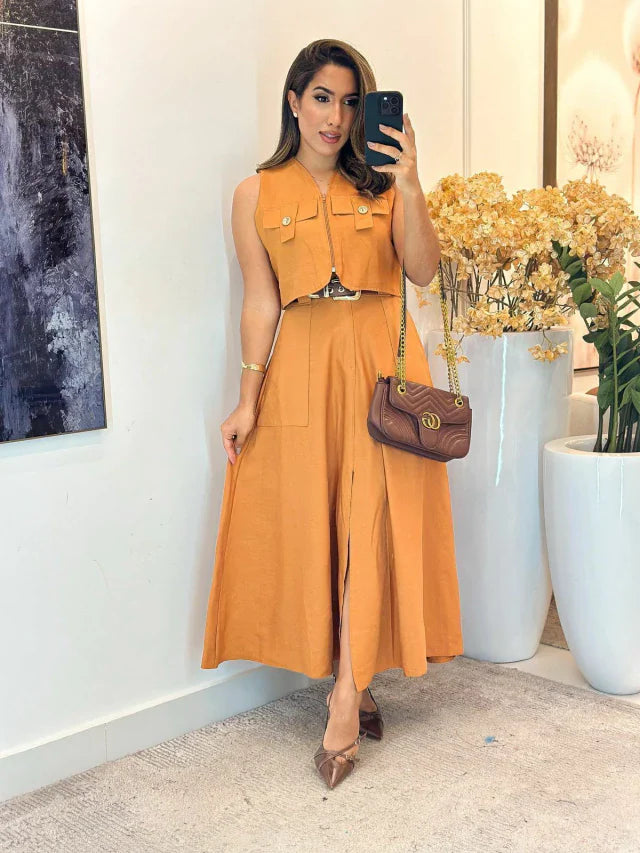 004 - Conjunto linho | com cropped