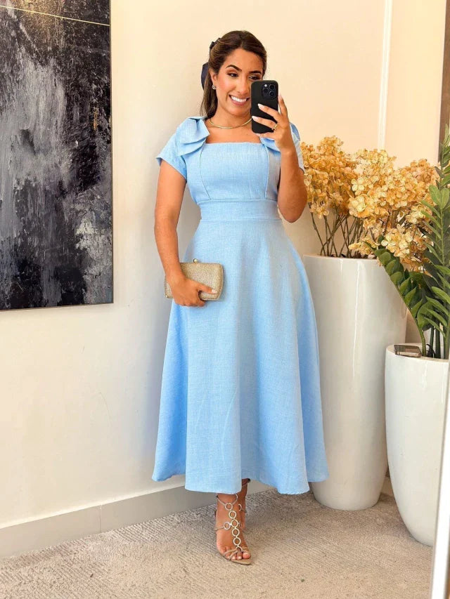 3098 - Vestido linhão | detalhes laço na alça