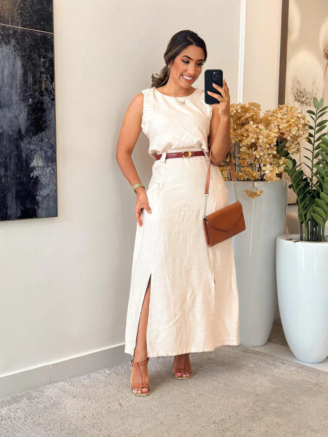 2216 - Conjunto de saia | linho marrant