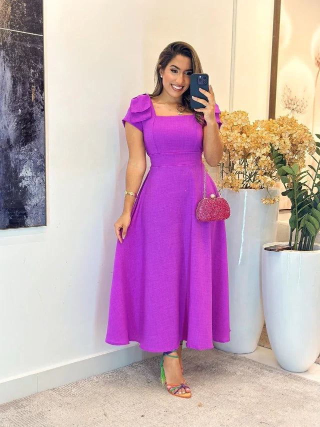 3098 - Vestido linhão | detalhes laço na alça