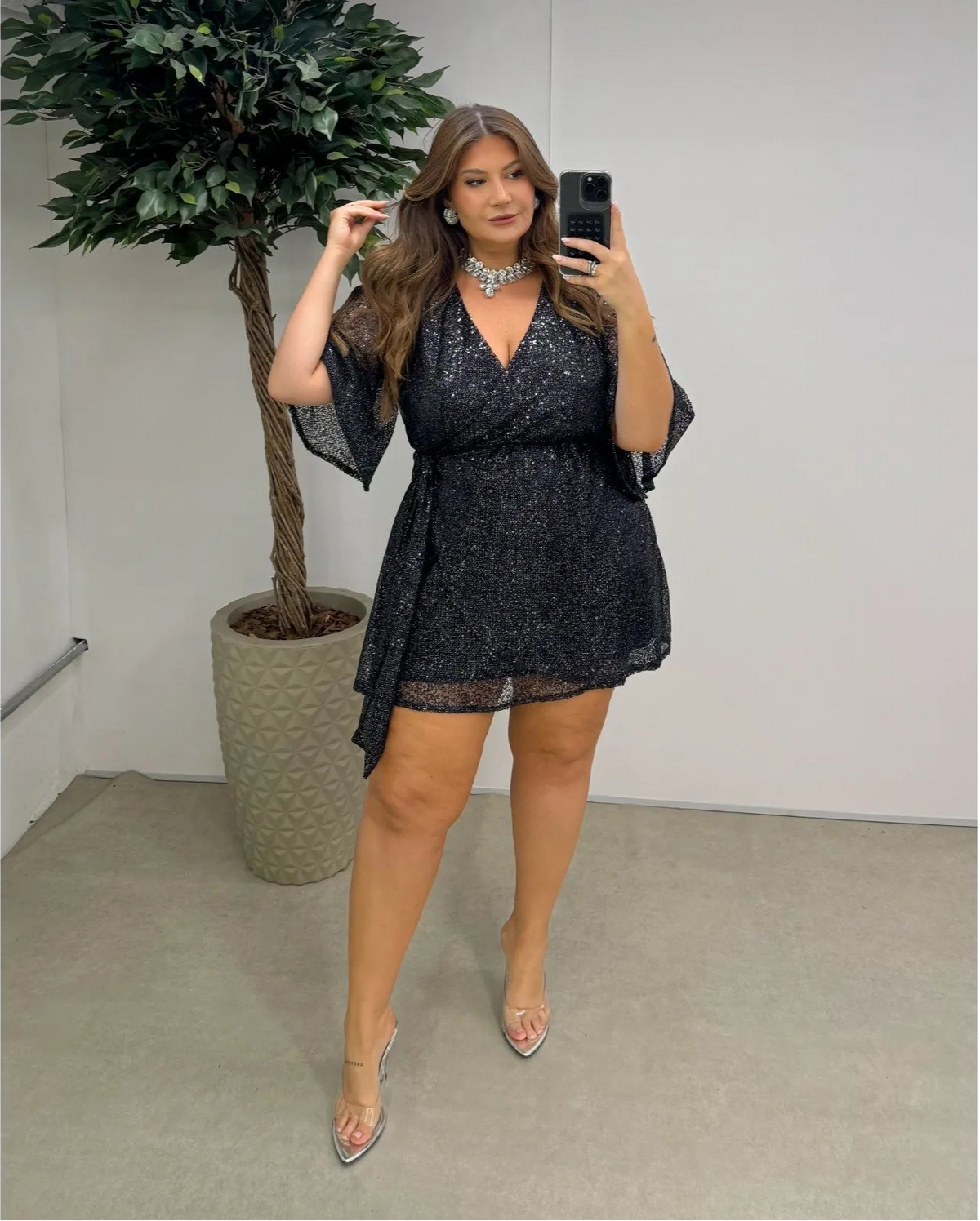 Vestido Sucesso Paetê Prata
