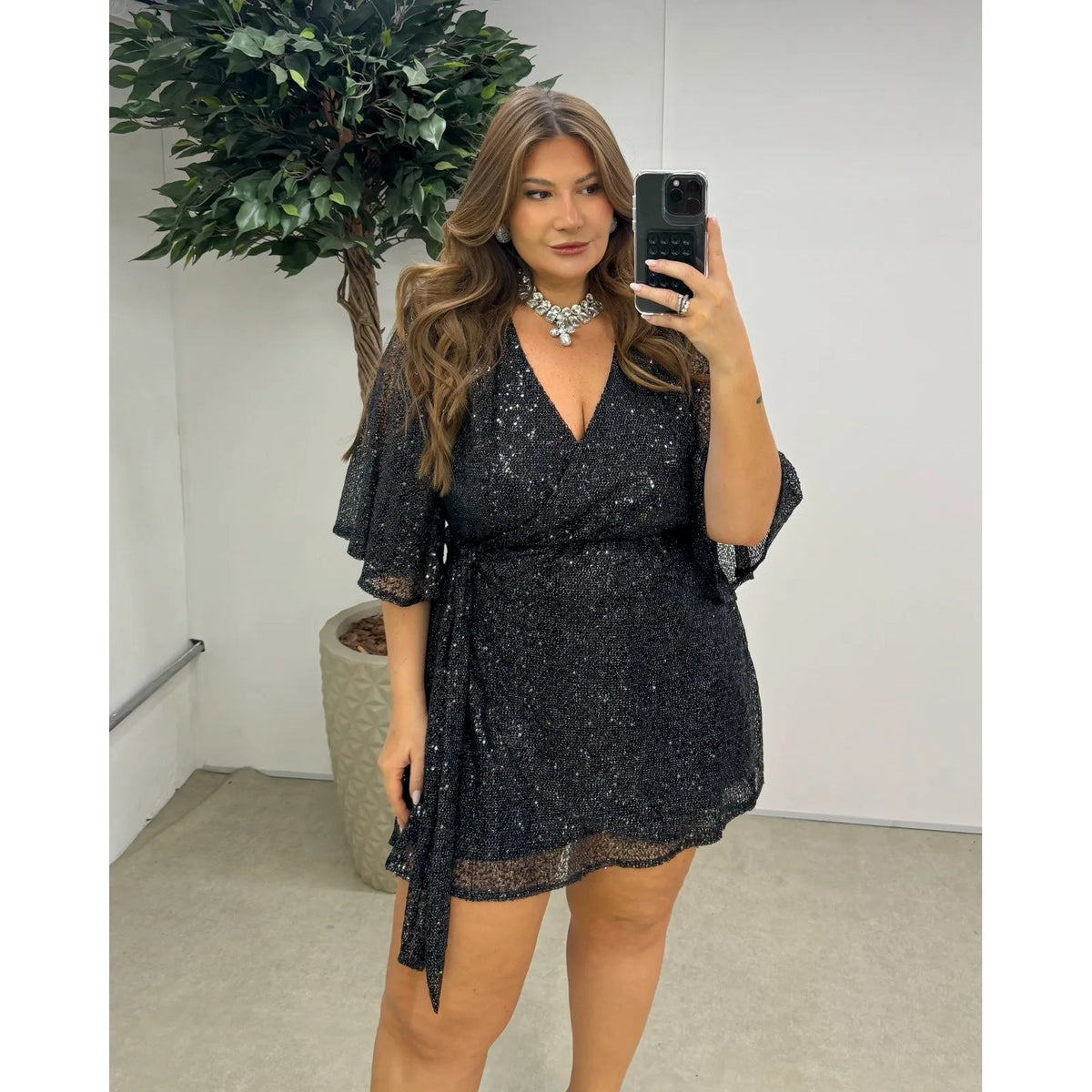 Vestido Sucesso Paetê Prata